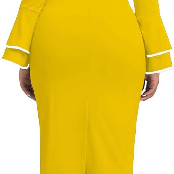 Church Dresses for Women Bell Sleeves Business Wear to Work Cocktail Party Penci - Picture 3 of 3